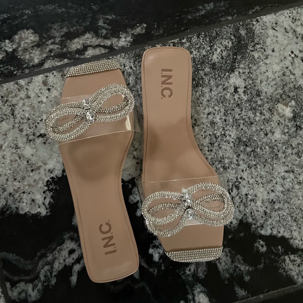 INC International Concepts Silver Crystal Sandals